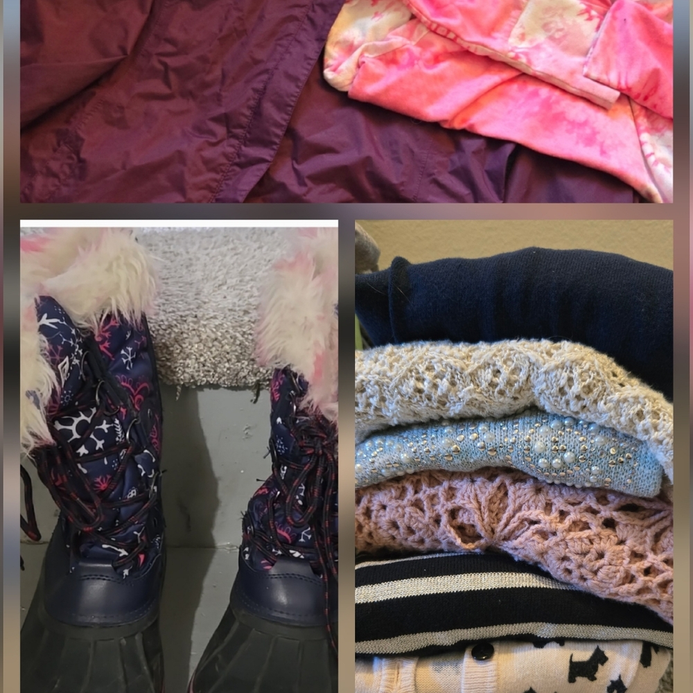 Lots Of Items. Cardigans, Boots, Rain Jacket And More. Girls size 12-14